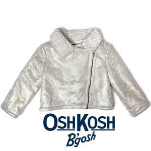 OshKosh Bgosh Genuine toddler Kids Silver gold Metallic Jacket 2T fleece lining